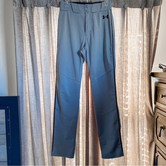 Under Armour Grey with Black Piping Baseball Full Length Pant Size Small - Picture 1 of 13